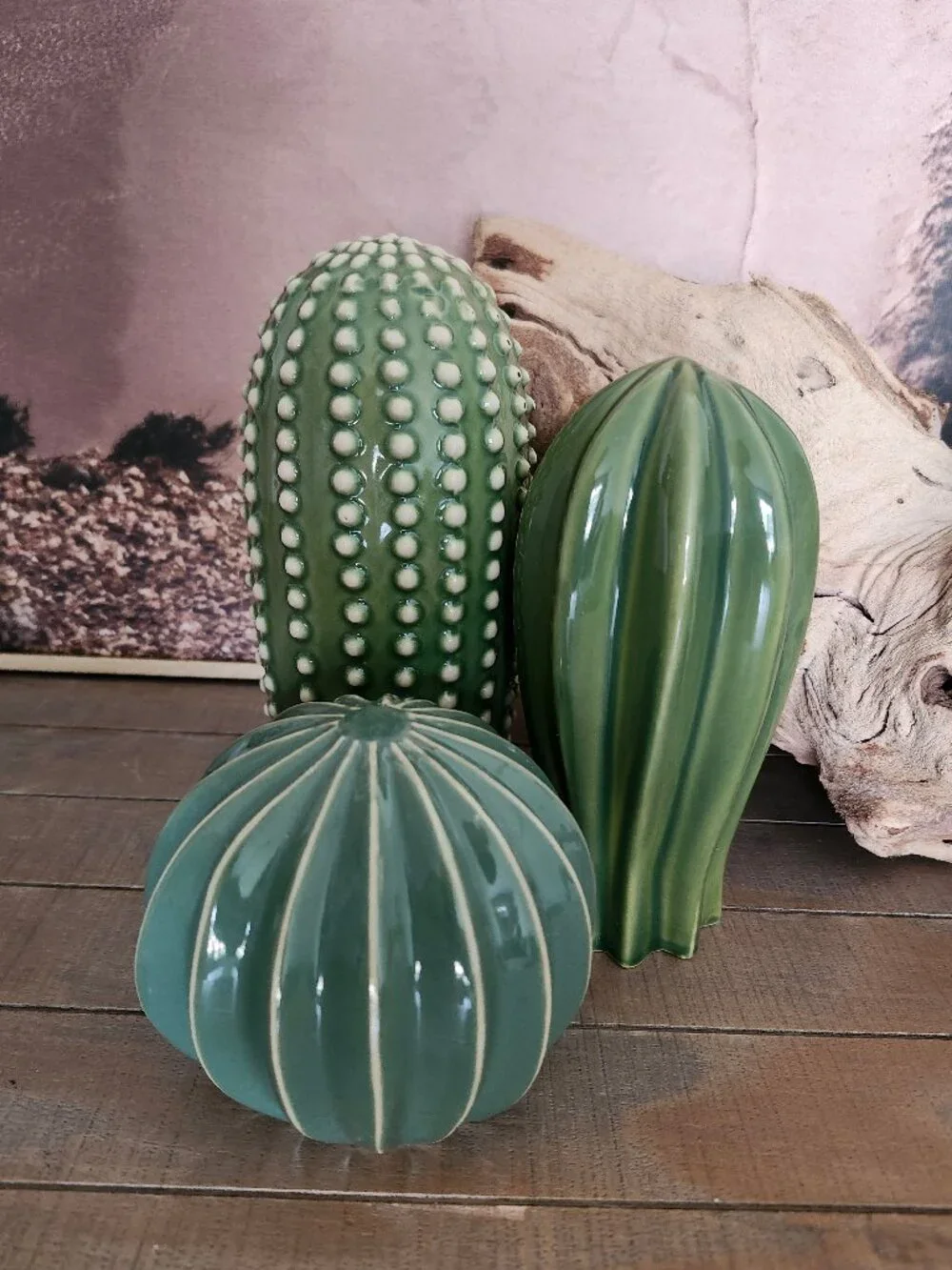 IKEA SJÄLSLIGT Ceramic Cactus Decor Set of 3 Boho Desert Southwestern-Themed
